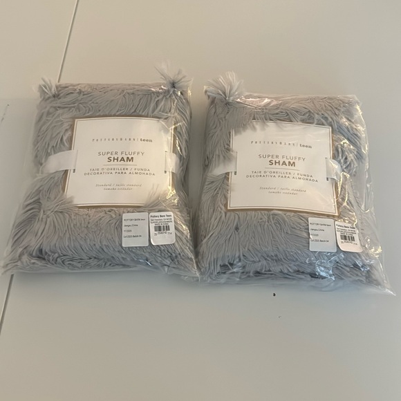 Pottery Barn Teen grey fluffy standard sham x 2 - Picture 1 of 4
